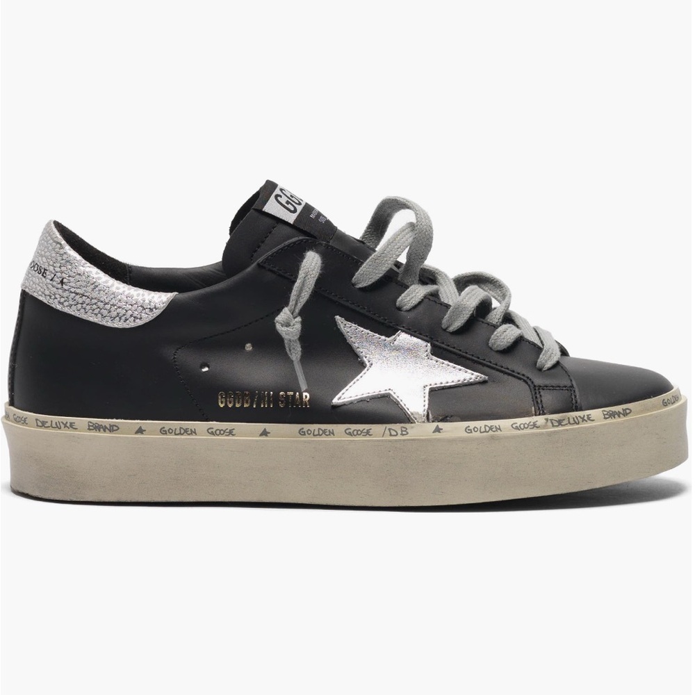 Golden Goose Hi Star Platform Black and Silver Star Sneakers